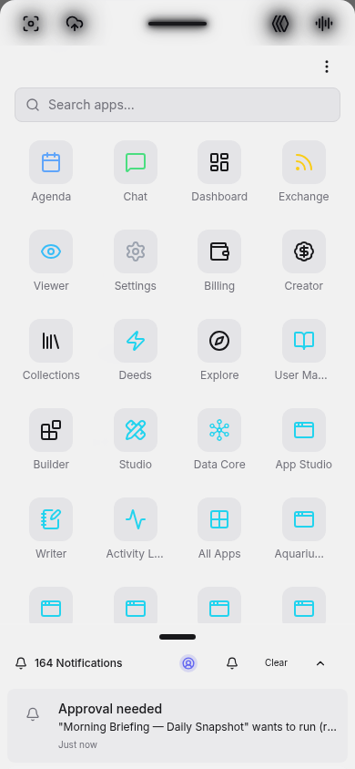 LifeOS app shortcuts in the App Drawer.